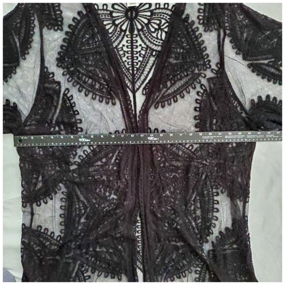 Black Boho Sheer Embroidered Lace Ruana Duster Kimono Cover-Up Size XXL-XXXL - Picture 5 of 8